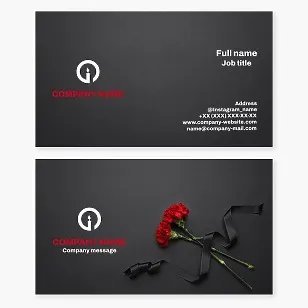 Business card template. Funeral home. Funeral services. Letter O.