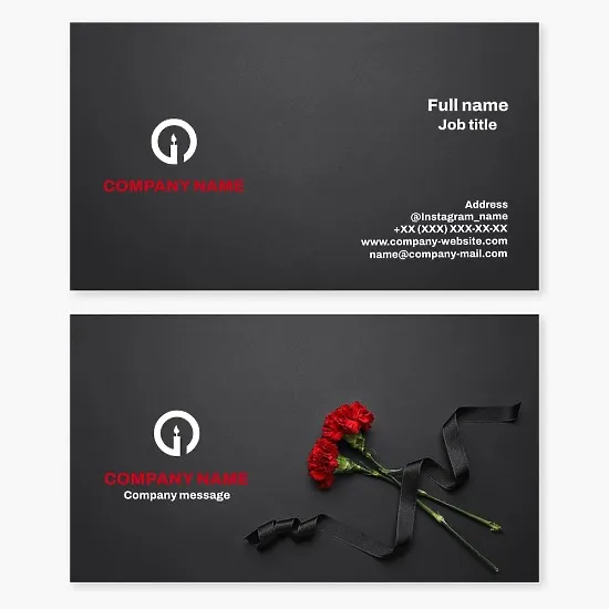 Business card template. Funeral home. Funeral services. Letter O.