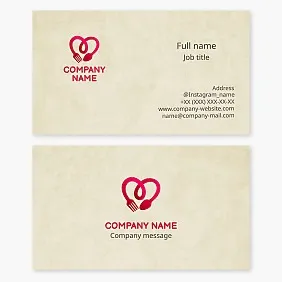 Heart Shape Fork & Spoon Logo | Restaurant Business Card Template