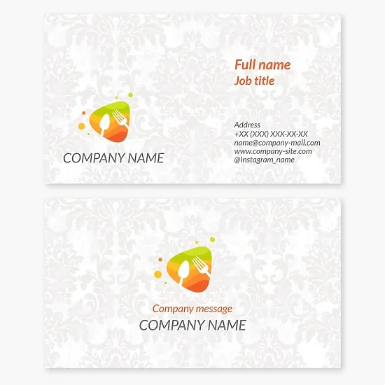 Business card template. Canteen, cafe, restaurant, fast food establishment.