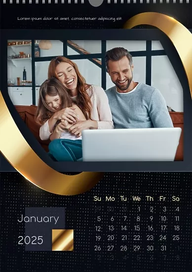 Calendar template Modern family with abstract elements