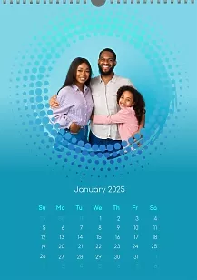 Calendar template Lovely family in accent frame on gradient background