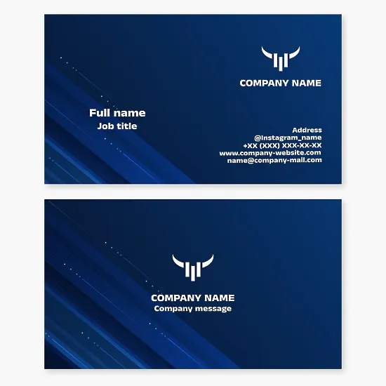 Business card template. Stock trading. Strength and power. Financial optimism.