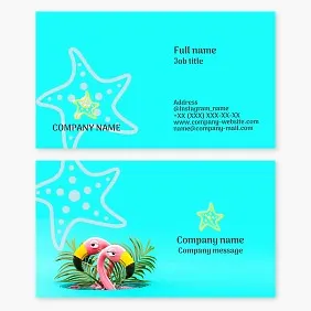 Business card template. Starfish. Resort. Rebirth and renewal. Luck and positivity. Balance and harmony. Children's beach products.
