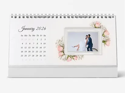 Desk calendar template from a wedding photo shoot