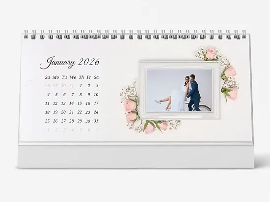 Desk calendar template from a wedding photo shoot