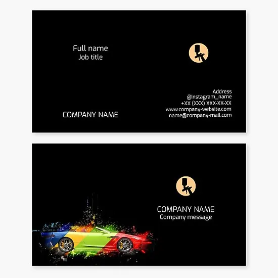 Business card template. Car paint job.