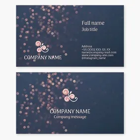 Business card template. Beauty. Flower pattern. Women's brand, store, salon.