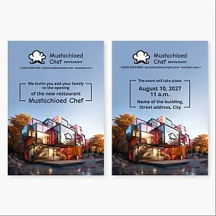 Informational postcard template about the opening of a new establishment