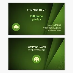 Business card template. Shamrock. Symbol of good luck.