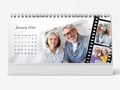 Desk Calendar Template: "Loving Elderly Couple with Film Snapshots"