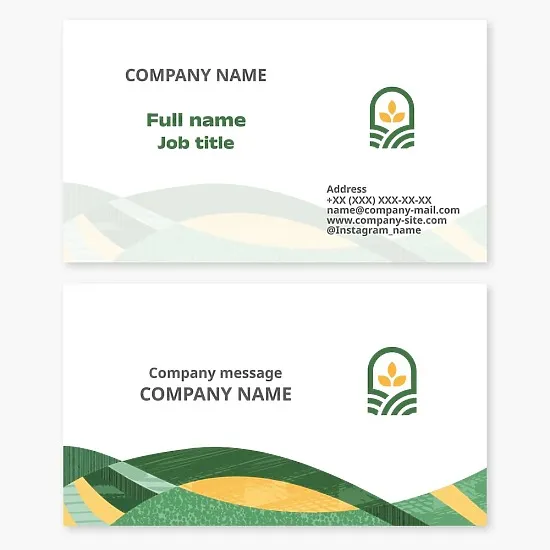 Business card template. Agricultural company.