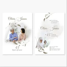 45th Wedding Anniversary Invitation Postcard Template with St. John's Wort