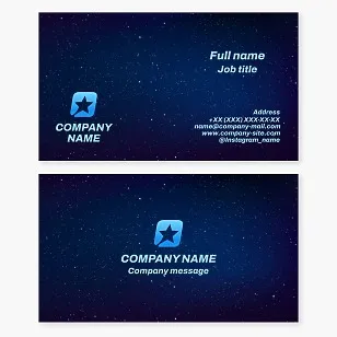 Business card template. Abstract. Star. Symbol of achievement, excellence, leadership, navigation, hope, inspiration, magic, fantasy. Brand. Talent attraction, concert activities.