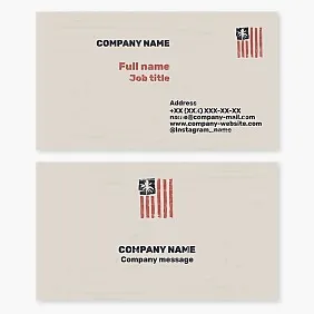 Business card template in vintage style. Patriotism. USA flag with palm tree.