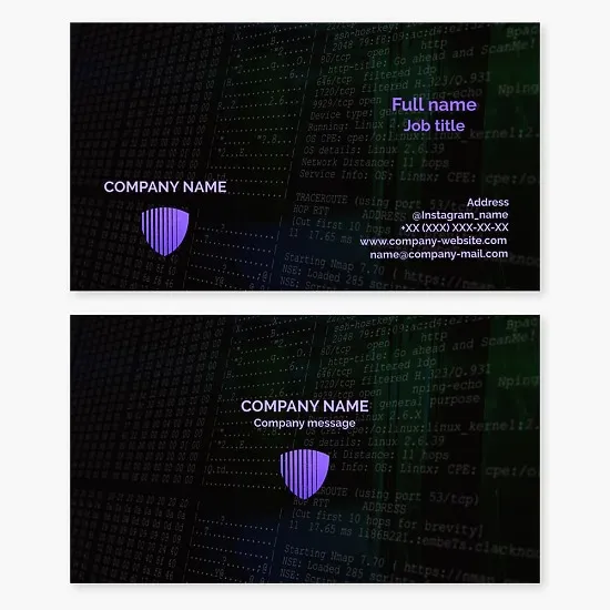 Business card template. Cybersecurity services.