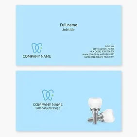 Business card template. Dentistry. Dental implants. Letters D, S.