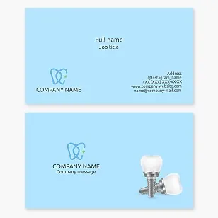 Business card template. Dentistry. Dental implants. Letters D, S.