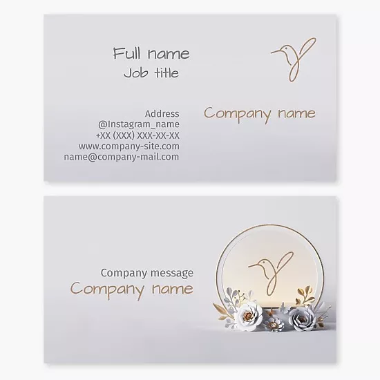 Business card template Wedding salon. Hummingbird