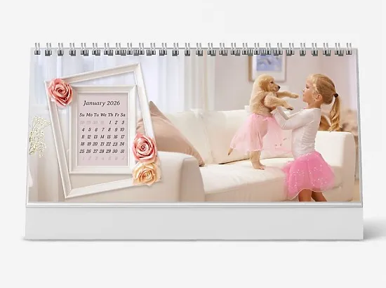 Desk Calendar Template "Girl and Her Favorite Puppy"