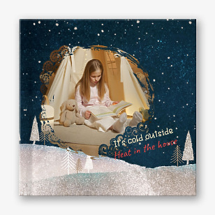 Winter vacation photo book template with family