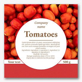 Label template for a tomato jar