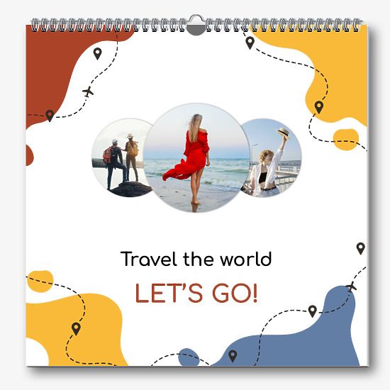 Calendar template with travel photos